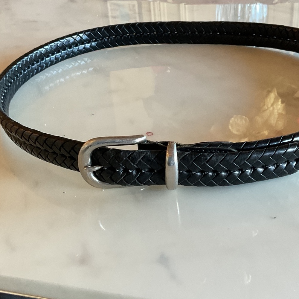 Black Coach Braided Leather Belt